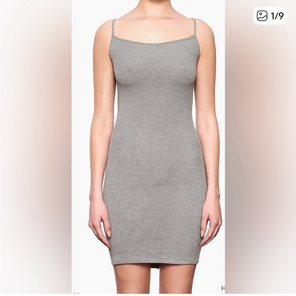 SKIMS Soft Lounge Mini Slip Dress in Heather Grey